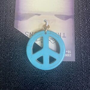 PEACE Sign Pendant Turquoise Aqua Gold Boho Love Express Harmony Hippie NEW NWT
